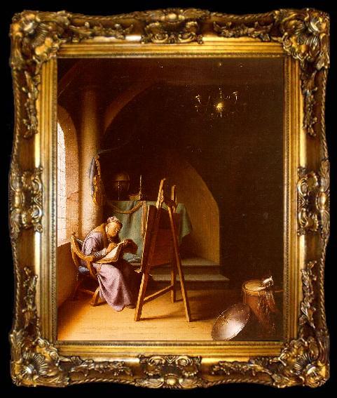 framed  Gerrit Dou Man Writing in an Artist